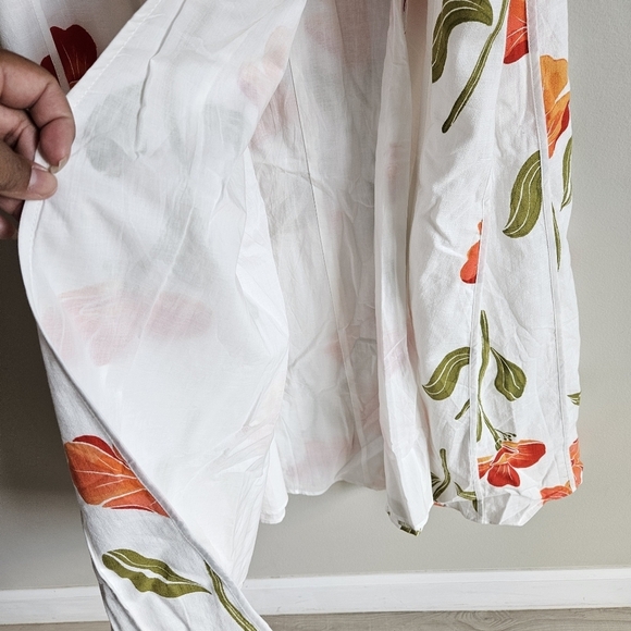 SABO White Floral Asymmetrical Button Waist Wrap Estelle Skirt In Poppy - Picture 8 of 14